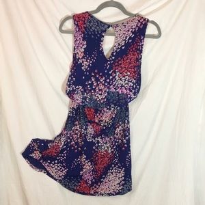 Lucky Brand Elastic Waist Blue Floral Dress
